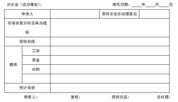 促销活动申请表，促销活动申请表模板怎么写？